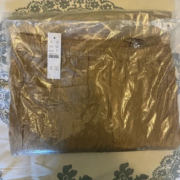 J. Crew Soleil Pant in Crinkled Viscose Honey Brown Gold NWT Size Medium - Picture 9 of 10